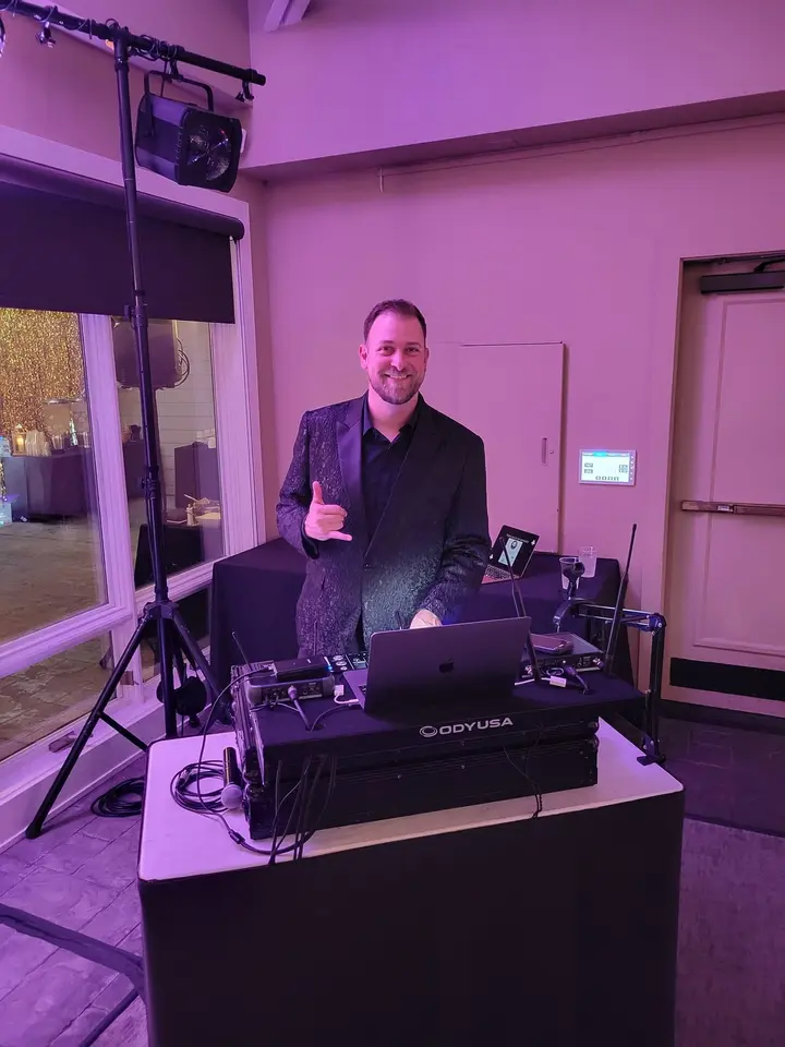 Professional DJ providing music at a casino-night event