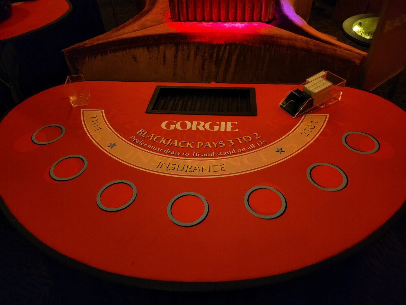 Gorgie custom blackjack felt created for a branded casino event
